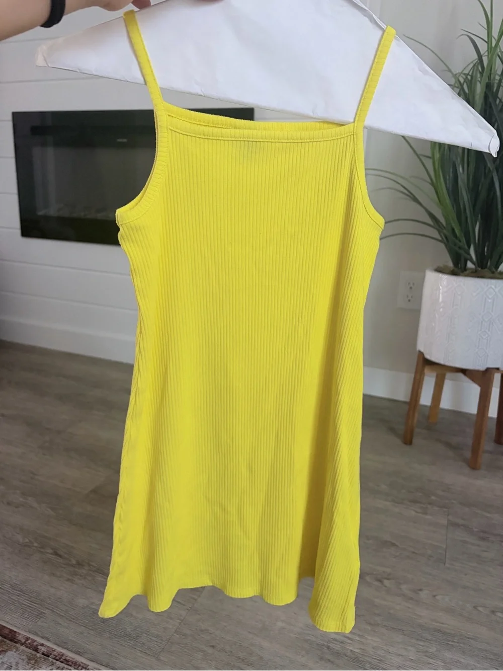 Old Navy Yellow Ribbed Spaghetti-Strap Mini Dress
